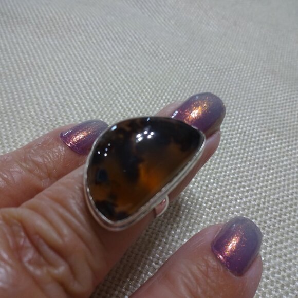 Natural MONTANA AGATE Handmade Sterling 925 Ring Size 6.5 #188C - Picture 3 of 3